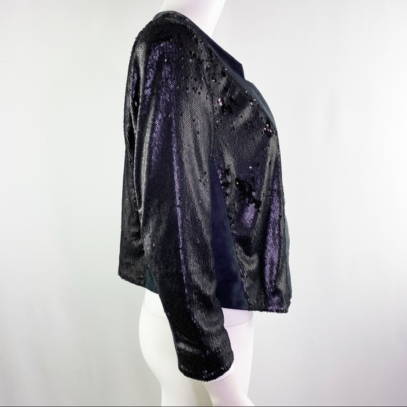 Anthropologie SHONDA Black Cropped Sequin Jacket - Picture 8 of 10